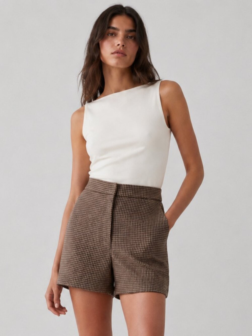 Zara Plaid High Waisted Shorts